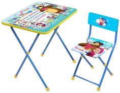 Набор детской мебели "Азбука2. Маша и Медведь" Стол+стул мягкий (синий) Nika