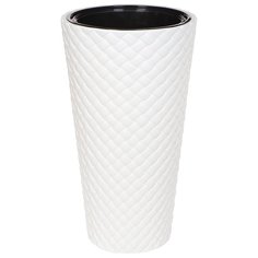 Горшок для цветов пластик, 9/42 л, 34х34х63 см, со вставкой, белый, Idea, Ротанг, М 3407