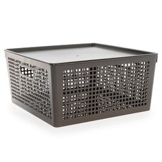 Корзина хозяйственная, 12 л, 31х31х15 см, пластик, с крышкой, Полимербыт, Traymix, 4346580