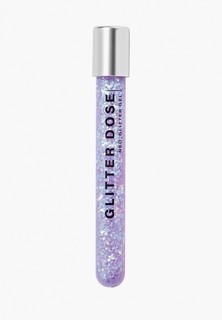 Тени для век Influence Beauty глиттер GLITTER DOSE на гелевой основе, эффектный трендовый макияж лица, ушей, шеи и тела, тон 06 фиолетовый, 6.5 мл