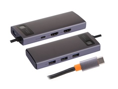 Хаб USB Baseus Metal Gleam Series 6-in-1 Multifunctional Type-C HUB Docking Station Gray WKWG030113