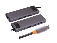 Хаб USB Baseus Metal Gleam Series 9-in-1 Multifunctional Type-C HUB Docking Station Gray WKWG060013