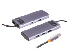 Хаб USB Baseus Metal Gleam Series 4-in-1 Multifunctional Type-C HUB Docking Station Gray WKWG070013