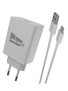 Зарядное устройство More Choice NC52QCi 1xUSB 3.0A QC3.0 + кабель Lightning White 4627151195247