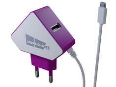 Зарядное устройство More Choice NC42m 2xUSB 1.5A + кабель MicroUSB White-Purple 4627151193359
