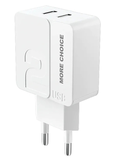Зарядное устройство More Choice NC46 2xUSB 2.4A White-White 4627151191652