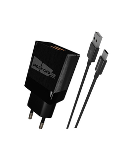 Зарядное устройство More Choice NC24a 2xUSB 2.1A + кабель Type-C Black 4627151196220