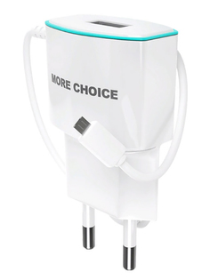 Зарядное устройство More Choice NC40m 1xUSB 1.0A + кабель MicroUSB White-Blue 4627151191966