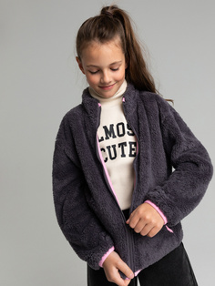 Толстовка из искусственного меха для девочек (серый, 140) Sela