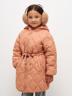 Стеганое пальто для девочек (коричневый, 116) Sela