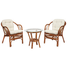 Комплекты плетеной мебели комплект террасный NEW BOGOTA стол+2кресла ротанг коричневый