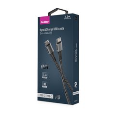 Кабель Olmio Type-C to Type-C 1.2m 3.3A ткань усиленный черный
