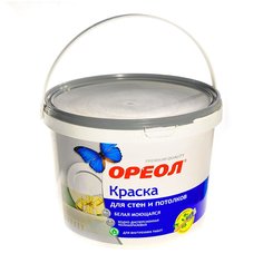 Краска водоэмульсионная Ореол для стен и потолков моющаяся белая, 13 кг