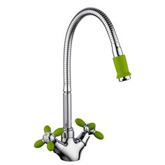 Смеситель для кухни, Frud, гибкий излив, с кран-буксой, зеленый, R43127-6
