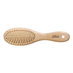 Щетка для волос на подушке деревянная компакт с пластиковыми зубьями Silva