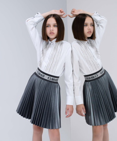 Юбка из эко кожи цвета металлик Gulliver