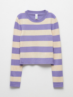 Джемпер в полоску для девочек (сиреневый, 122) Sela