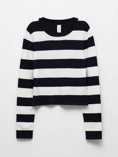 Джемпер в полоску для девочек (черный, 140) Sela