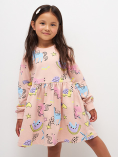 Трикотажное платье с принтом для девочек (розовый, 116) Sela