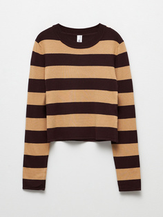 Джемпер в полоску для девочек (коричневый, 158) Sela