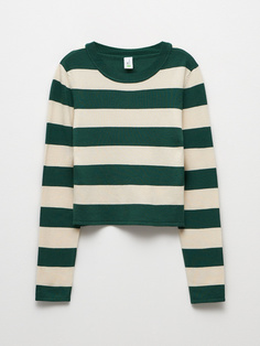 Джемпер в полоску для девочек (зеленый, 140) Sela