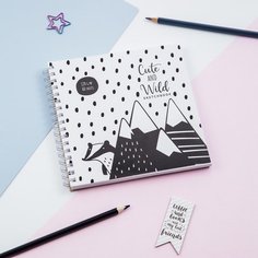 Скетчбук Meshu Black & White, на гребне, 60 листов, 15 х 15 см