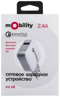 Сетевое зарядное устройство mObility mt-28 USB QC 3.0, белый