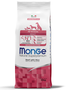 Корм сухой Monge Dog Monoprotein All Breeds Beef and Rice для собак всех пород говядина с рисом 12 кг