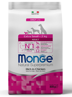 Корм сухой Monge Dog Extra Small для взрослых собак миниатюрных пород с курицей 800г