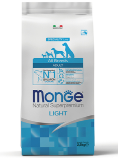 Корм сухой Monge Dog Speciality Light для собак всех пород низкокалорийный лосось с рисом 2,5 кг