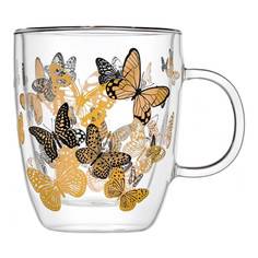 Кружки кружка WALMER Butterfly 350мл двойная стенка термостекло