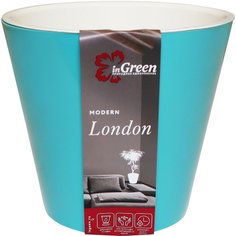 Горшок для цветов пластик, 1.6 л, 16х16 см, голубой, InGreen, London, ING6204ГЛЖ