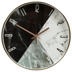 Часы настенные, 30 см, круглые, пластик, стекло, Мрамор, Y4-5131