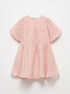 Ярусное платье с вышивкой плюмети для девочек (розовый, 98) Sela