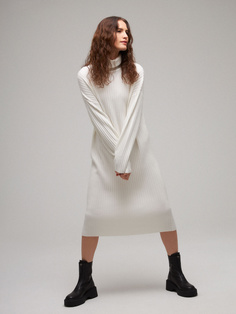 Платье макси в рубчик (белый, XS) Sela