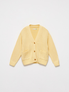 Кардиган крупной вязки для девочек (желтый, 134) Sela