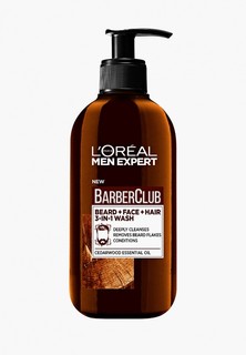 Гель для умывания LOreal Paris L'Oreal Men Expert Barber Club 3 в 1 для Бороды + Лица + Волос, с маслом кедрового дерева, 200 мл