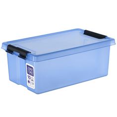 Контейнеры, корзинки, ящики для хранения ящик ROXBOX Home 10л 40х25,5x15см с клипсами,крышкой голубой