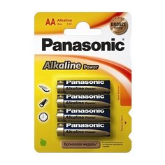 Батарейка Panasonic, АА (LR06, LR6), Alkaline Power, алкалиновая, 1.5 В, блистер, 4 шт