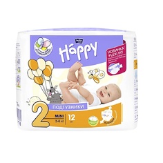 Подгузники для детей Mini с эластичными боковинками 12 МЛ Bella Baby Happy