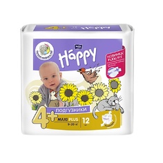 Подгузники для детей Maxi Plus с эластичными боковинками 12 МЛ Bella Baby Happy