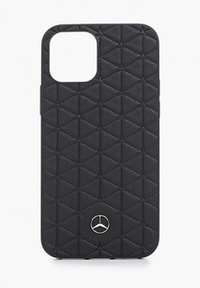 Чехол для iPhone Mercedes-Benz 12/12 Pro (6.1), Genuine leather Quilted stars Black