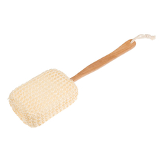 Мочалка Brillantine из сизаля с деревянной ручкой 35 см, белая, 10х15х5 см