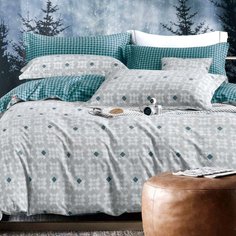 Постельное белье евростандарт, простыня 220х240 см, 2 наволочки 70х70 см, 2 наволочки 50х70 см, пододеяльник 200х220 см, Cleo, поплин, коллекция Satin de Luxe, 31/694-SK