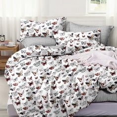 Постельное белье 1.5-спальное, простыня 150х220 см, 2 наволочки 70х70 см, пододеяльник 145х215 см, Cleo, поплин, коллекция Pure Cotton, 15/190-РС