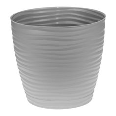 Горшок для цветов пластик, 3 л, 18 см, с поддоном, серый, Idea, Дюна, М 3069