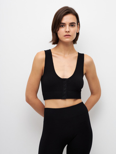 Кроп-топ в рубчик (черный, XS/S) Sela