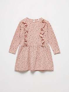 Трикотажное платье с оборками для девочек (розовый, 116) Sela