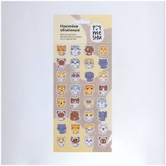 Наклейки объемные Meshu Funny cat, 10 х 24 см, 32 наклейки