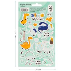 Наклейки бумажные Meshu Dinosaurs, 12 х 21см, 36 наклеек